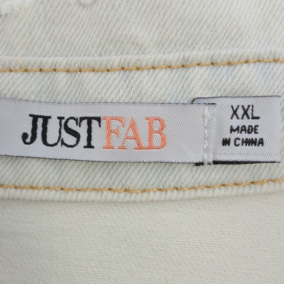 💲Sale - JustFab Light Blue Faded Distressed Crop Short Denim Jacket Blazer GUC - Picture 7 of 8